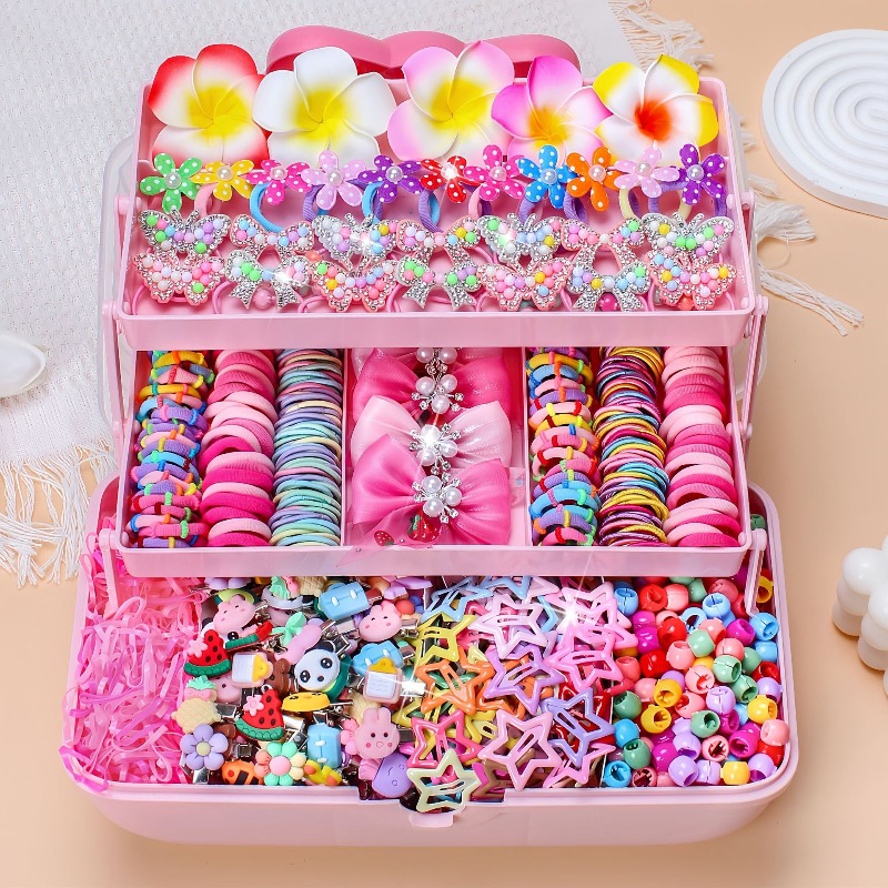 Travel Accessories For 6 Year Old - ชุดอุปกรณ์เสริมผมแบบยืดหยุ่นสูง 546 ชิ้น ไม่ทำร้ายเส้นผม หลากสีสัน ยางรัดผม