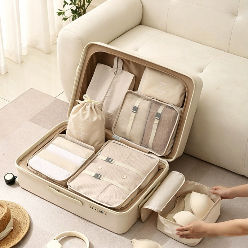 Travel Accessories Gift Set - ชุดกระเป๋าจัดระเบียบ 7 ชิ้น - กระเป๋าจัดระเบียบสัมภาระสำหรับเสื้อผ้า รองเท้า