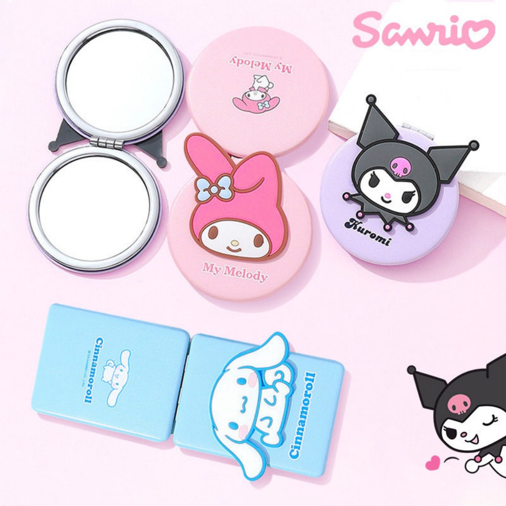 Travel Accessories Needed - กระจกพับสองด้านลายซินนามอโรล เมโลดี้ ของแท้จากซานริโอ สำหรับผู้หญิง พกพาสะดวก ใช้แต่งหน้า