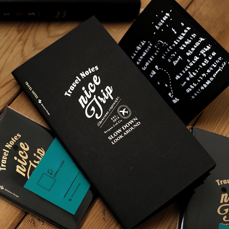 Travel Notebook Journal - สมุดบันทึกการเดินทางแบบหนาทนทาน ฟอร์ธีนนอน สีดำ สำหรับใส่พาสปอร์ต กระดาษการ์ด สมุดบันทึกสำหรับนักเดินทาง