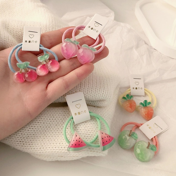 Travel Accessories For 6 Year Old - ยางมัดผมรูปแครอทสำหรับเด็ก 5 คู่ ยางรัดผมแบบไม่ลื่นสำหรับเด็กผู้หญิง เครื่องประดับผมผลไม้เนื้อนุ่มสำหรับเด็กเล็ก