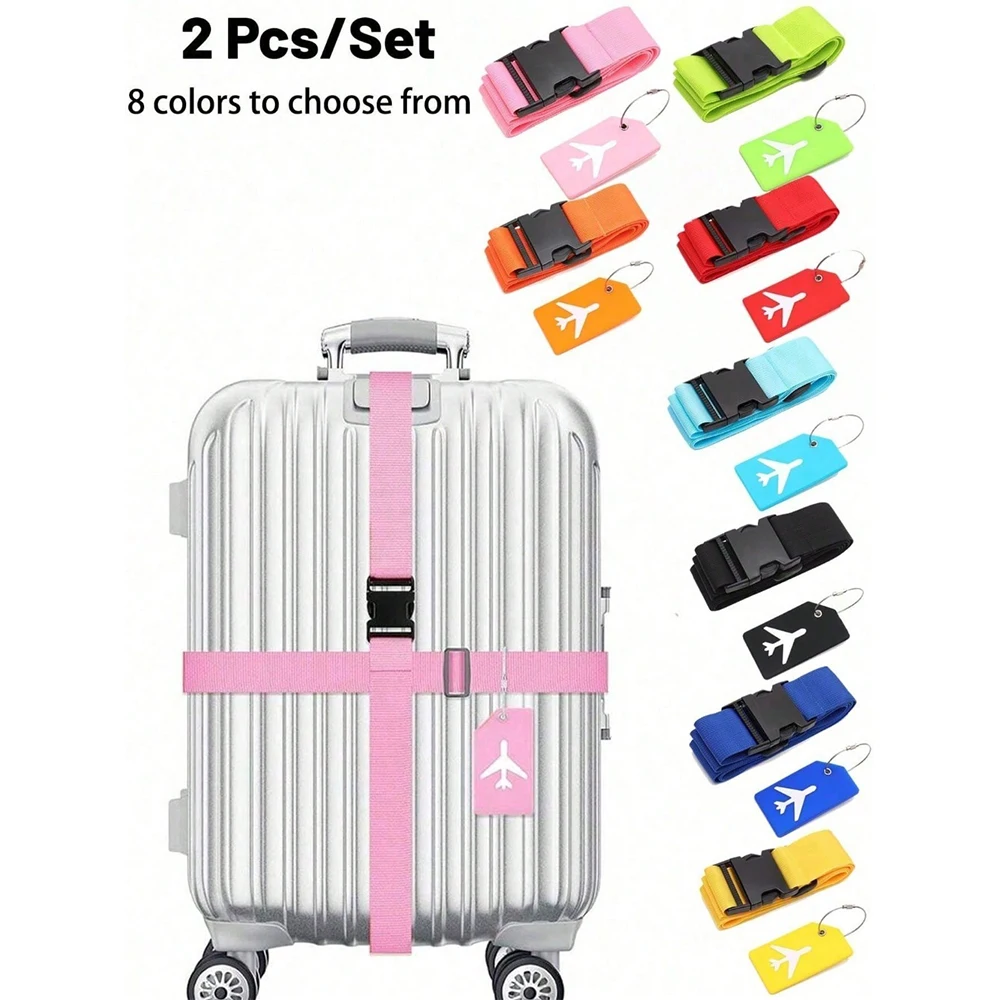 Travel Accessories Gift Set - ชุดสายรัดกระเป๋าเดินทางพร้อมป้ายติดกระเป๋า สายรัดกระเป๋าเดินทางหลากสี เหมาะสำหรับกระเป๋าเดินทางหลากหลายประเภท เหมาะสำหรับการเดินทาง