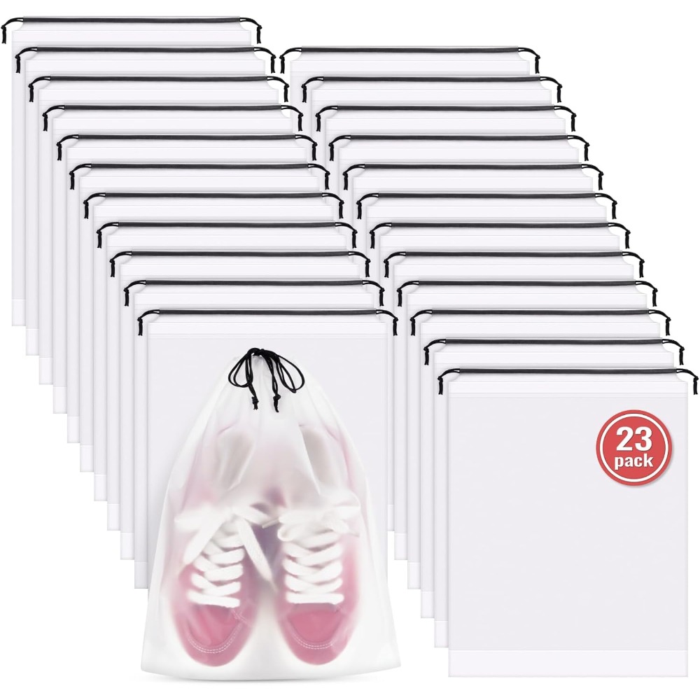 Travel Accessories Essentials - กระเป๋าใส่รองเท้ากันน้ำสำหรับการเดินทาง 23 ชิ้น กระเป๋าจัดระเบียบรองเท้าขนาดใหญ่พร้อมช่องแยกสำหรับผู้ชายและผู้หญิง อุปกรณ์จำเป็นสำหรับการเดินทาง กระเป๋าใส่รองเท้าแบบทนทานและนำกลับมาใช้ใหม่ได้
