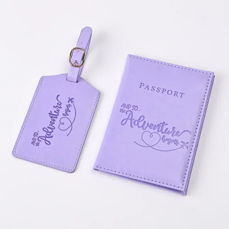 Travel Accessories Gift Set - ใหม่สีม่วง PU หนังผู้ถือหนังสือเดินทางคลิปหนังสือเดินทางครอบคลุมกระเป๋าเดินทางชุด ID บัตรเครดิตผู้ถือกระเป๋าสตางค์ Unisex