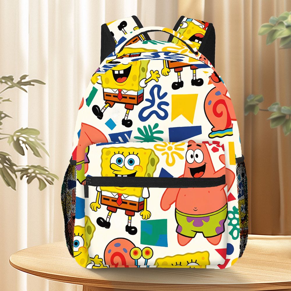 Travel Packing Accessories - กระเป๋าเป้สะพายหลังลายการ์ตูนสปองจ์บ็อบและแพทริคสตาร์น่ารัก กระเป๋านักเรียนลายการ์ตูน กระเป๋าเป้สะพายหลังลำลองสำหรับการเดินทางไปโรงเรียน