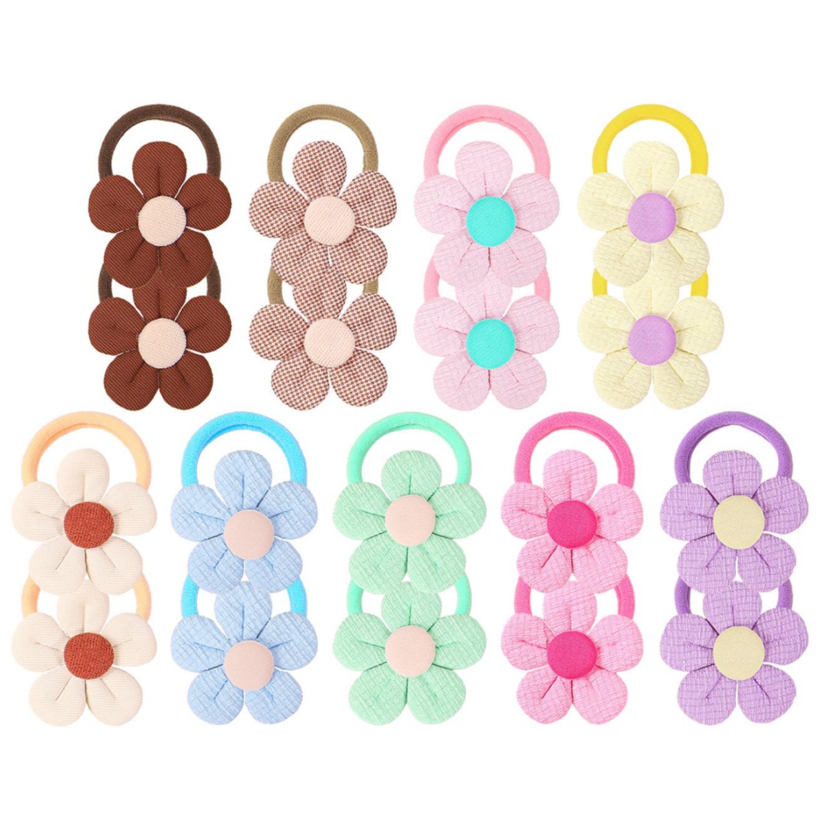 Travel Accessories For 6 Year Old - ที่คาดผมลายดอกทานตะวัน 18 ชิ้น สำหรับเด็กผู้หญิง ยางรัดผมไนลอน ที่คาดผมดอกไม้