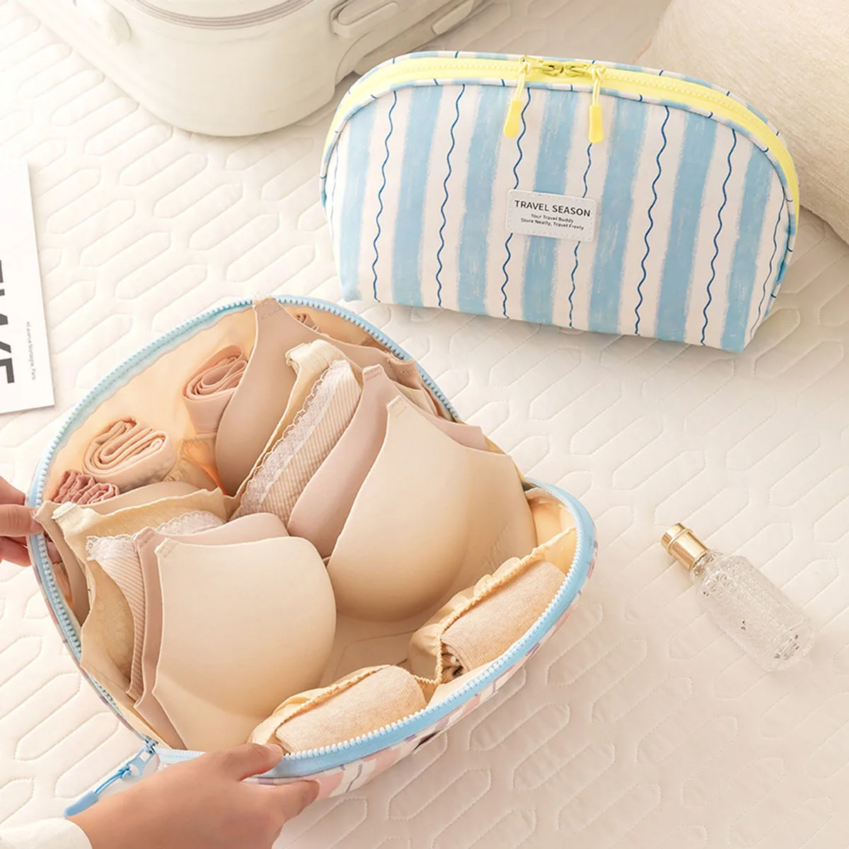 Travel Packing Accessories - กระเป๋าเก็บชุดชั้นในแบบพกพาอเนกประสงค์กระเป๋าเดินทางผ้าอ็อกซ์ฟอร์ดกระเป๋าเดินทางสำหรับถุงเท้าบราอุปกรณ์เสริม