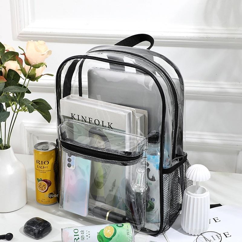 Travel Packing Accessories - กระเป๋าเป้สะพายหลัง PVC ใสสำหรับกีฬากลางแจ้ง กระเป๋าเดินทางแบบลำลอง กระเป๋าเป้สะพายหลังแบบมองเห็นได้ ความจุขนาดใหญ่