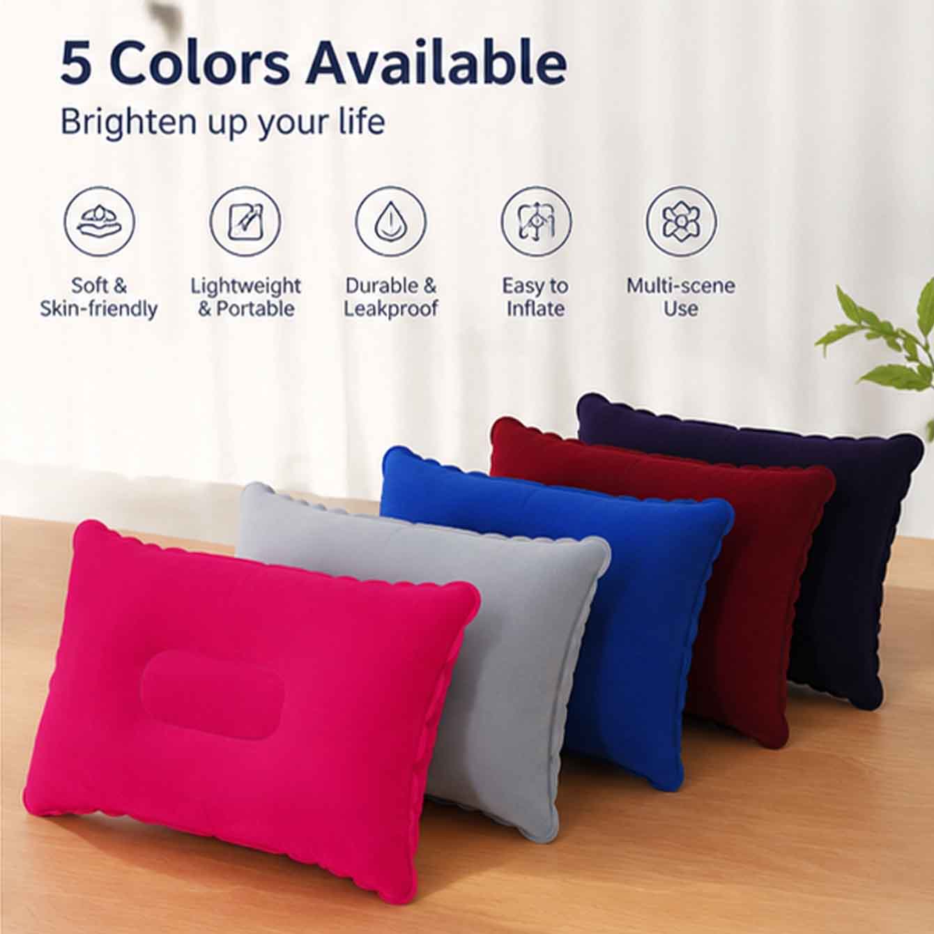 หมอนเป่าลมแบบพกพา 2 ชิ้น ขนาดเ - Travel Pillow Inflatable บทวิจารณ์และราคา