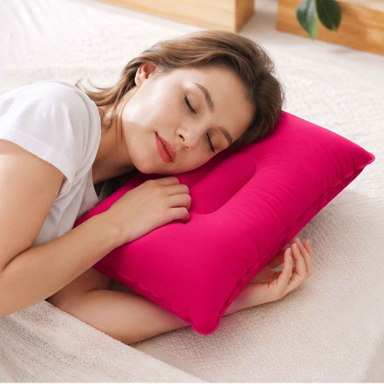 หมอนเป่าลมแบบพกพา 2 ชิ้น ขนาดเ - Travel Pillow Inflatable บทวิจารณ์และราคา