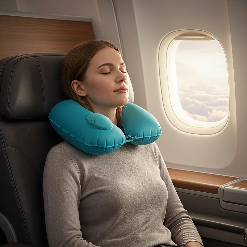 หมอนรองคอพกพาแบบเป่าลม  วัสดุฟ - Travel Pillow Inflatable บทวิจารณ์และราคา