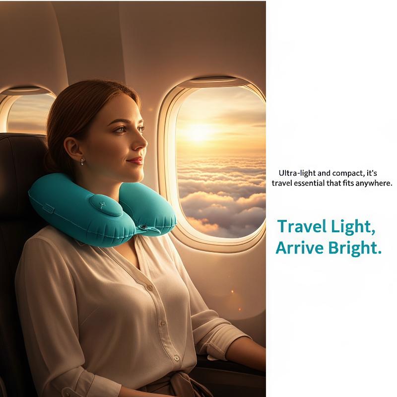 หมอนรองคอพกพาแบบเป่าลม  วัสดุฟ - Travel Pillow Inflatable บทวิจารณ์และราคา