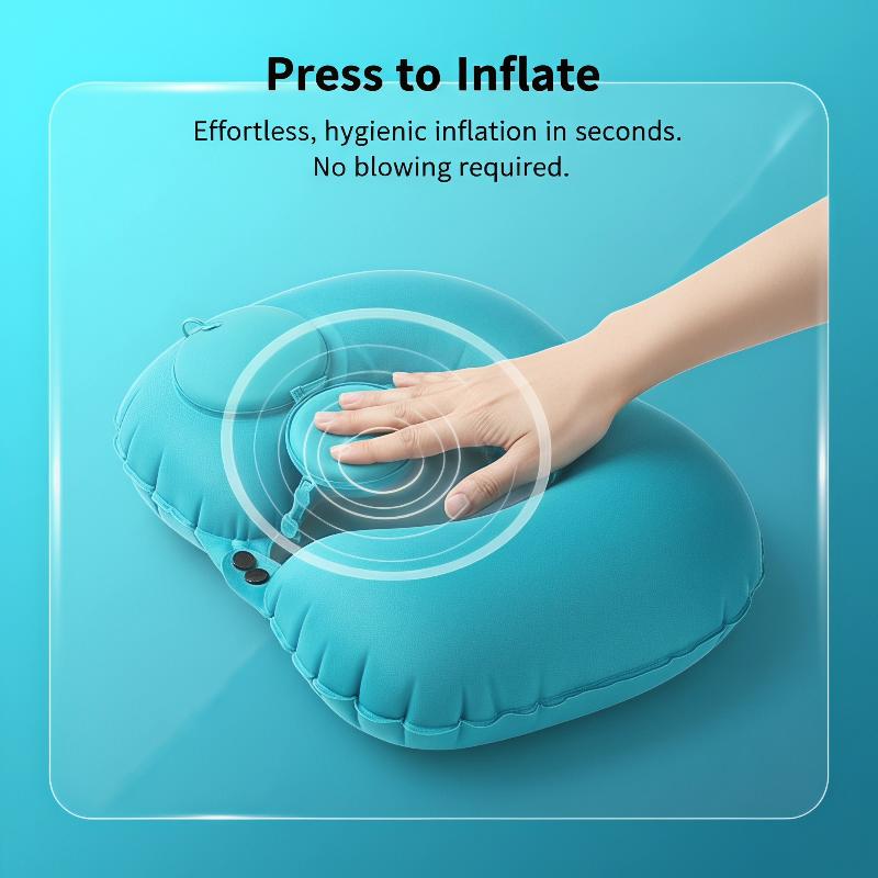 หมอนรองคอพกพาแบบเป่าลม  วัสดุฟ - Travel Pillow Inflatable บทวิจารณ์และราคา