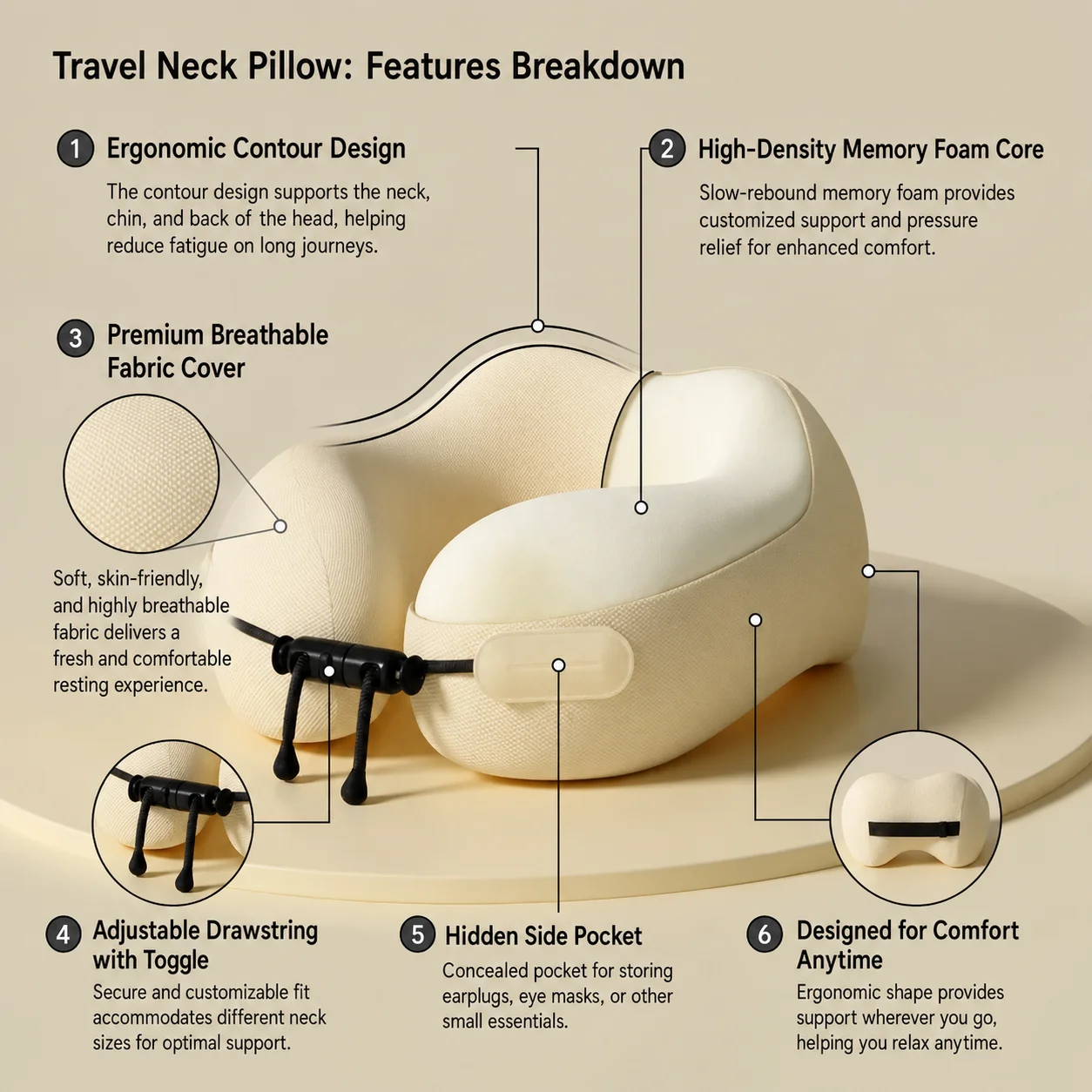 หมอนรองคอรูปตัวยูสำหรับเดินทาง - Travel Pillow Inflatable บทวิจารณ์และราคา