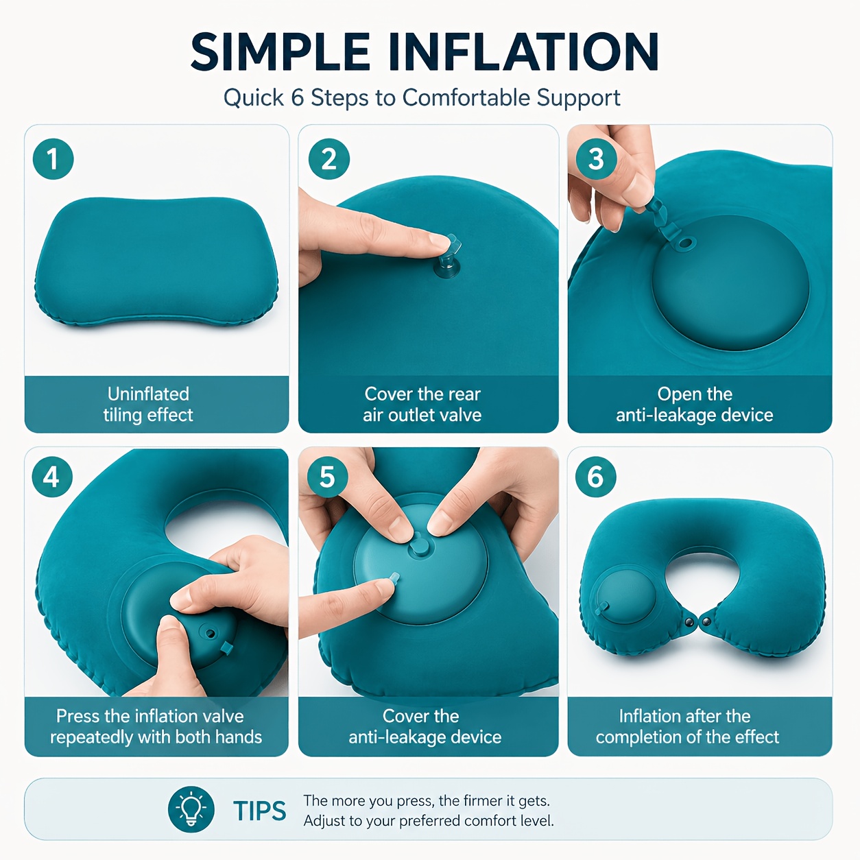 SPDJUMPER หมอนรองคอแบบพกพาสำหร - Travel Pillow Inflatable บทวิจารณ์และราคา