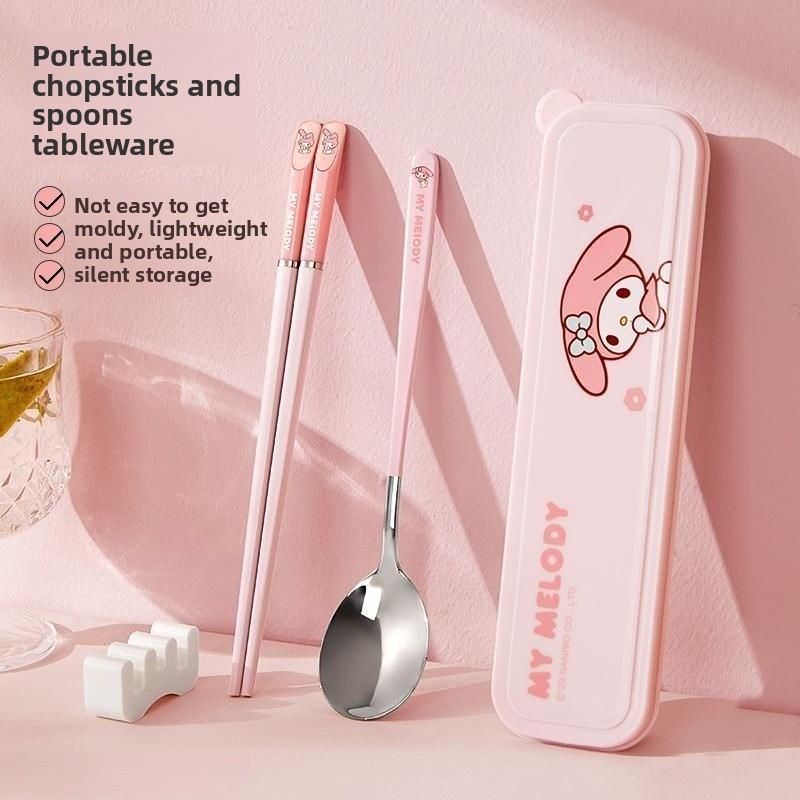 ชุดช้อนส้อมพกพาลายการ์ตูนน่ารั - Travel Accessories Gift Set บทวิจารณ์และราคา