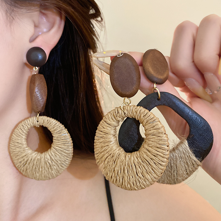 ต่างหูไม้ทรงสี่เหลี่ยมแบบโปร่ง - Travel Accessories Dropshipping บทวิจารณ์และราคา